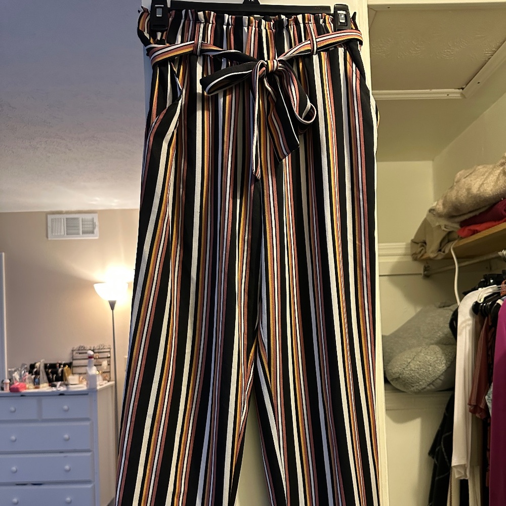 Joe B by Joe Benbasset Striped High Waisted Paperbag Pants